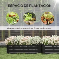 Outsunny Juego de 2 Jardineras Exterior Grandes de Acero Galvanizado Huertos Urbanos para Terraza Jardín 100x50x30 cm Negro(m-4)