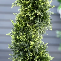 Outsunny Kunstmatige spiraalplant, Spiraalvormige cederboom met pot, 90 cm, Kunstmatige ceder voor buiten- en binnendecoratie, Groen(m-9)