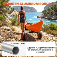 Outsunny Chariot sit on top kayak chariot de transport pliable pour bateaux canoë ou kayak charge max. 70 Kg alu.(m-6)