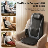 HOMCOM Sedile Massaggiante con Calore, Shiatsu e Impastamento per Schiena, Vibrazione per Fianchi e Cosce, Nero(m-8)