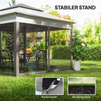 Outsunny Opvouwbare Tuinpaviljoen met Zijwanden Grijs 3,25 x 3,25 x 2,7 m(m-6)