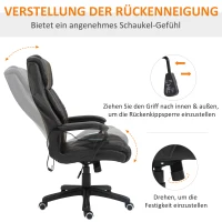 Vinsetto Massage Bureaustoel, verstelbare Directiestoel, ergonomische Draaistoel, 6 Vibratiepunten, Bruin(m-7)