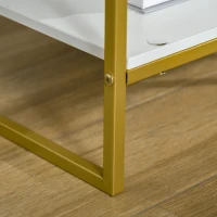 HOMCOM Modern Bedside Table, Nightstand with Drawer Shelf, Side Table for Living room, Bedroom White and Gold, Set of 2(m-8)