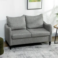 HOMCOM Faux Leather Marble-Effect Two-Seater Sofa - Grey(m-10)