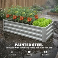 Outsunny Raised Beds for Garden, Galvanized Outdoor Planters, for Herbs and Vegetables, Use for Patio, Backyard, Balcony, Silver(m-4)