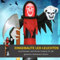 Outsunny Halloween-decoratie 3,70 m reusachtige dood met zeis met LED-verlichting lichtgevende luchtfiguur voor buiten(m-4)