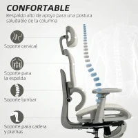 HOMCOM Silla de Oficina Ergonómica de Malla con Reposabrazos 3D Reclinable a 135° Reposacabezas Ajustable Beige(m-4)