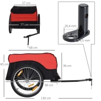 HOMCOM Remorque vélo pliable avec 4 réflecteurs rouge noir 86x61x39cm(m-3)