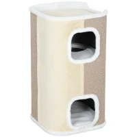 PawHut Krabton voor Katten, 3 Niveaus, Stevig, Zacht Pluche, Toevluchtsoord, Beige(m-10)
