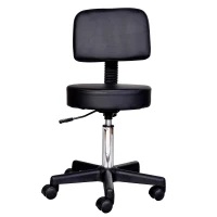 HOMCOM Sgabello con Schienale da Salone Sedia Girevole in Finta Pelle Altezza Regolabile Nero(m-4)