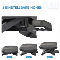 HOMCOM Voetensteun, voetenbank, voetsteun, in 3 hoogtes verstelbaar, HEUPEN, zwart, 45 x 34 x (10-16,5) cm voetensteun voetenbank voetsteun verstelbaar HEUPEN zwart | Aosom.de(m-4)