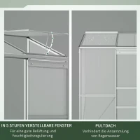 Outsunny Buitenzonnige broeikas met schuifdeur, dakraam van polycarbonaat, aluminium(m-5)