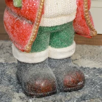 HOMCOM Kerstmanfiguur met Boom en Geschenk, 3 warmwitte LED's, batterijgevoed, 50 cm(m-9)