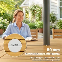 Outsunny Tuinmeubelset FSC hout zitgroep 7-delig uitschuifbare tafel met 6 klapstoelen parasolopening lamellenontwerp(m-7)