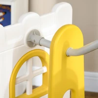 AIYAPLAY 6-in-1 Swing and Slide Set, Kids Playground with Basketball Hoop, Telescope, Storage Space - Yellow(m-8)
