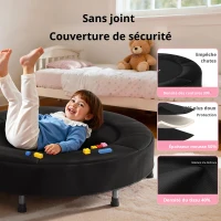 Trampoline pour enfants, tapis de saut No-Gap, poignée en mousse & pieds en caoutchouc antidérapants, 91x91x71 cm, Noir(m-6)