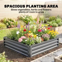 Outsunny 432L Square Raised Garden Bed Box Steel Frame for Vegetables, Flowers and Herbs, 120 x 120 x 30cm, Light Grey(m-4)