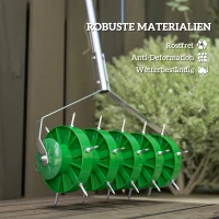 Outsunny Handmatige Gazonbeluchter Verticuteerder 45cm Breed met 30 Stalen Spikes, Donkergroen(m-6)