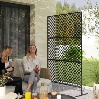 Outsunny Ruimteverdeler voor buiten, metalen wandscherm voor terras, veranda, tuin, vrijstaand klimrooster, staal, zwart(m-2)