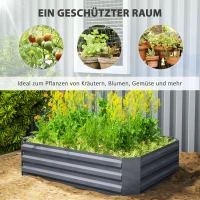 Outsunny Verhoogd Tuinbed van Gegalvaniseerd Staal, Tuinbed, Plantenbak voor Tuin, Bloemenbak, 120 x 90 x 30 cm, Donkergrijs(m-4)