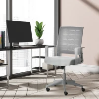 Vinsetto Sedia da Ufficio Ergonomica Girevole con Altezza Regolabile, Ruote e Braccioli, 59x61x95.5-105cm Grigio(m-10)