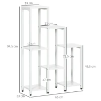 Outsunny Bloemenstandaard, Plantenstandaard, 7 Niveaus, voor Binnen- en Buitengebruik, Staal, wit, 65 x 23 x 94,5 cm(m-3)