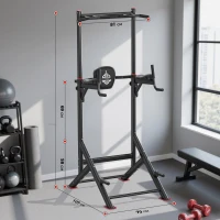 Power Tower Stazione per Dip, Barra per Trazioni, base a doppio triangolo, multifunzionale, 107,4x81,3x235 cm, Nero(m-3)