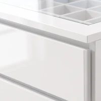 HOMCOM High Gloss 4 Drawer Chest of Drawers with Glass Top and RGB LED Lights, Dresser with Jewelry Organizer, APP Control(m-13)