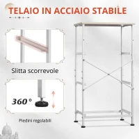 Comò con 3 cassetti, piano in legno inodore, cassetti pieghevoli in tessuto, 39,8x29,8x75,1 cm, Grigio chiaro(m-5)