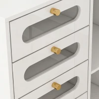 HOMCOM Dressing Table with LED Mirror and Stool, L-Shaped Vanity Desk with Drawers and Shelves, White(m-10)