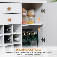 HOMCOM Aparador de Cocina Moderno con Cajones y Botellero Mueble Auxiliar para Comedor Salón 110x35x75 cm Blanco(m-6)
