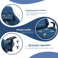 Sedia da gaming con poggiapiedi, in similpelle scamosciata traspirante, regolabile in altezza con pistone a gas, girevole, 70x70x135 cm, Blu(m-7)