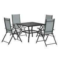 Outsunny Five-Piece Steel Frame Patio Set - Grey/Black(m-1)