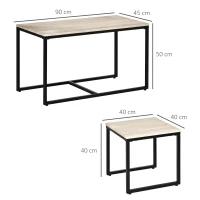3-delige set bijzettafel salontafel nesttafel koffietafel metalen poot MDF naturel(m-3)