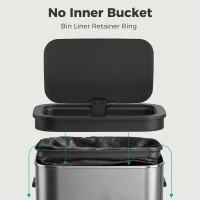 HOMCOM 55L Sensor Bin for Kitchen, Touchless Automatic Waste Rubbish Bin, Stainless Steel, Battery Operated, Silver Tone(m-7)