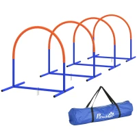 PawHut Agility-Set voor Honden, Beginnende Hondentraining, 4 Bogen met Draagtas, Blauw+Oranje, 88 x 64 x 95 cm(m-10)
