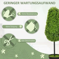 HOMCOM Set van 2 Kunstmatige Buxus 90cm Kunstplant in Traanvorm, Plastic Kunstplanten in Pot Moderne Decoratie(m-6)