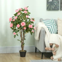 HOMCOM Set of Two Faux Rose Plants, with Pots(m-9)