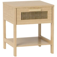 HOMCOM Nachtkastje, Bijzettafel met Lade, MDF, Natuurlijke Look 40 x 40 x 48,4 cm(m-11)