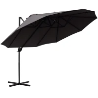 parasol met zwengel dubbele parasol tuinparasol zonwering metaal grijs(m-10)