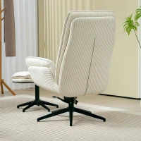 HOMCOM Draaibare Gestoffeerde Fauteuil met Voetenbank, Modern Relaxfauteuil voor Woonkamer, Slaapkamer, Thuiskantoor, Beige(m-9)