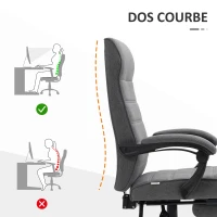 Vinsetto Fauteuil de bureau pivotant inclinable en tissu aspect lin avec accoudoirs hauteur réglable gris(m-8)