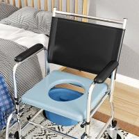 HOMCOM 3-In-1 Commode Wheelchair - Black(m-9)