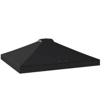 Outsunny gazebo roof replacement UV50+ Waterproof Pop Up Canopy Cover with 8 Drainage Holes 3 x 3 m Black(m-1)
