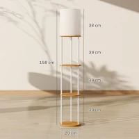 HOMCOM Lámpara de Pie con Estantes con 3 Temperaturas de Color Control Remoto para Salón Dormitorio Oficina Natural(m-3)