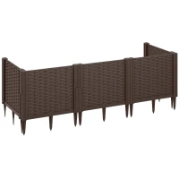 Outsunny Plastic Raised Garden Bed, Modular Planter Box Kit, Garden Fence Edging Border for Flowers, Vegetables, Herbs, Brown(m-1)