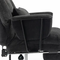 HOMCOM Office Chair, 180kg Heavy Duty Linen Computer Desk Chair with Lumbar Support, Wide Seat, Spring Cushion, Black(m-13)