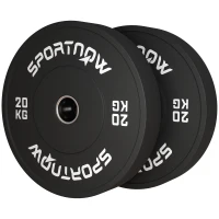 SPORTNOW Halterschijvenset, 2 x 20 kg, Olympische standaard, Rubber, Geluidsarm, Zwart(m-10)