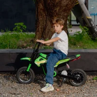 AIYAPLAY Kids Electric Motorbike, 24V Ride On Motorcycle with 3 Speeds and Rear Suspension, Dirt Bike for 8-12 Years Old, Green(m-9)