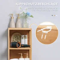 Kleankin Hoge Badkamerkast Badkamerkast Bamboe 30x30x140cm(m-7)